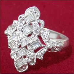 Women's Silver Ringw/ Princess and Round Stones