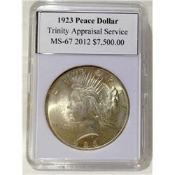1923 Peace Silver Dollar TAS MS-67 W/Appraisal
