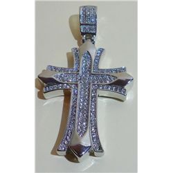 Sterling Silver Cross Pendant  w/ CZ Diamonds