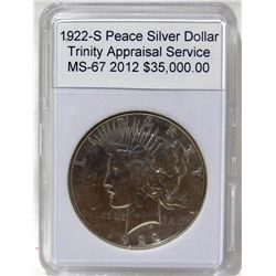 1922-S Peace Silver Dollar MS-66 w/Appraisal
