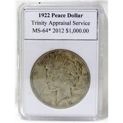 1922 Peace Silver Dollar TAS MS-64