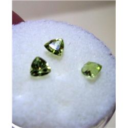 Lot-3 Trilliant Cut Peridot Loose Gemstones