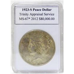 1923-S Peace Silver Dollar MS-67 w/Appraisal