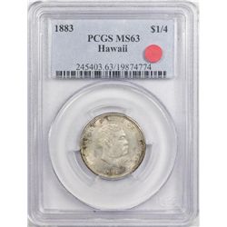 1883 Hawaiian Quarter Dollar PCGS MS63