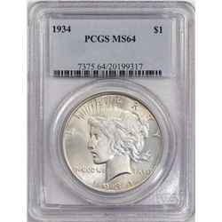 1934 Peace Silver Dollar PCGS MS64