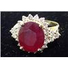 Image 4 : 14KT Yellow Gold Ladies Ruby & Diamond  Ring
