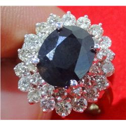 14KT White Gold Ladies Sapphire & Diamond Ring