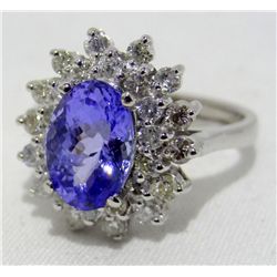 14KT White Gold Ladies Tanzanite & Diamond Ring