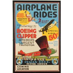 Vintage Boeing Clipper Airplane Ride Poster