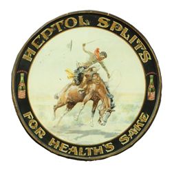 Heptol Splits Cowboy Tin Sign CM Russell 1904