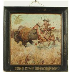 Lone Star Brewing Co. Self Framed Tin Beer Sign
