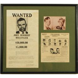 John Dillinger Wanted Poster, Mug Shot, & ID Card