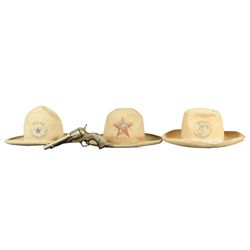 3 Texas Centennial Hats & Souvenir Pistol