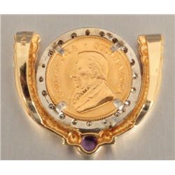 14kt Diamond & Amethyst Pendant With Krugerrand