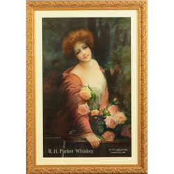 R.H. Parker Whiskey Framed Advertising Sign