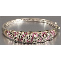 14kt White Gold Ruby & Black Diamond Bracelet
