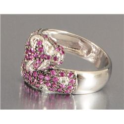 14kt White Gold Ruby & Diamond Cat Ring