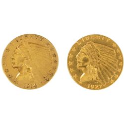 1914 & 1927 Indian Head $2 1/2 Dollar Gold Coins