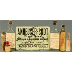 Gonorrhoea & Gleet Cure Sign & Snake Oil Bottles
