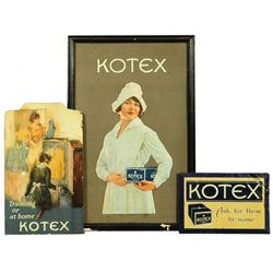 3 Lithographed Tin Kotex Signs