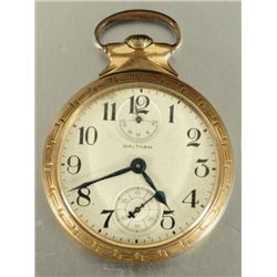 10kt Gold-Plated Waltham 23 Jewels Pocket Watch