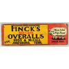 Image 1 : Finck's Red Bar Overalls Embossed Tin Sign