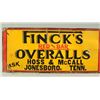 Image 4 : Finck's Red Bar Overalls Embossed Tin Sign