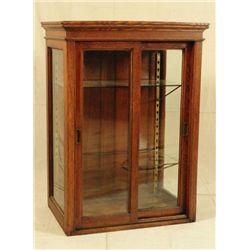 Oak Display Cabinet with Sliding Glass Doors