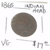 Image 1 : 1865 INDIAN HEAD PENNY RED BOOK VALUE IS $17.00 *RARE EARLY YEAR VERY GOOD GRADE*!!