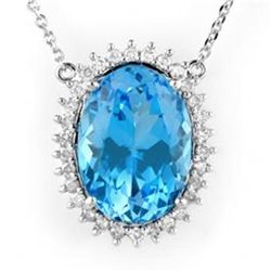 19.0 ctw Blue Topaz & Diamond Necklace