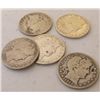 Image 1 : 5 Barber Half Dollars