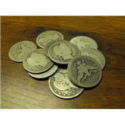 (10) Circulated Barber Quarters