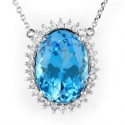 19.0 ctw Blue Topaz & Diamond Necklace