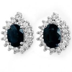 3.87 ctw Sapphire & Diamond Earrings 14K