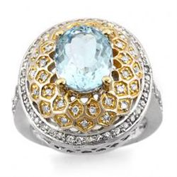 4.05 ctw Aquamarine & Diamond Ring 14K