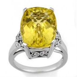 12.2 ctw Lemon Topaz & Diamond Ring 14K