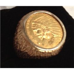 1909 $2.5 GOLD INDIAN HEAD 14K GOLD MENS RING