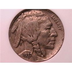 EXTREMELY RARE 1937-D 3 Leg Buffalo Nickel XF40 Rim Problems ANACS