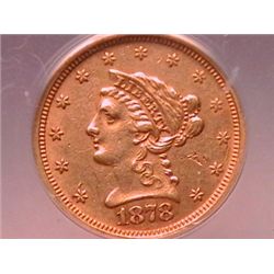 1878-S $2 1/2 Gold Liberty AU50 Clnd ANACS