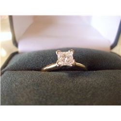 .50 CARAT SOLITAIRE PRINCESS CUT DIAMOND  RING, 14K GOLD
