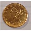 Image 1 : 1881 $10 GOLD LIBERTY EAGLE, XF