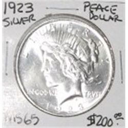 1923 PEACE SILVER DOLLAR RED BOOK VALUE IS $200.00 *EXTREMELY RARE MS-65 HIGH GRADE*!!