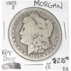 1903-S MORGAN SILVER DOLLAR RED BOOK VALUE IS $225.00 *RARE KEY DATE VERY FINE GRADE*!!