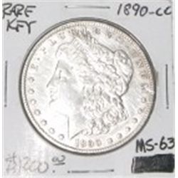 1890-CC CARSON CITY MORGAN SILVER DOLLAR RED BOOK VALUE IS $1200.00 *RARE MS-63 HIGH GRADE*!!