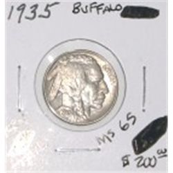 1935 BUFFALO NICKEL RED BOOK VALUE IS $200.00 *EXTREMELY RARE MS-65 HIGH GRADE HORN & TAIL*!!