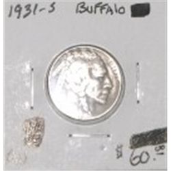 1931-S BUFFALO NICKEL RED BOOK VALUE IS $60.00 *EXTREMELY RARE AU HIGH GRADE*!!