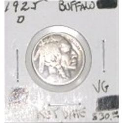 1925-D BUFFALO NICKEL RED BOOK VALUE IS $30.00 *EXTREMELY RARE KEY DATE VERY GOOD GRADE*!!