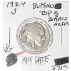 1924-S BUFFALO NICKEL RED BOOK VALUE IS $70.00 *EXTREMELY RARE KEY DATE VERY GOOD GRADE*!!
