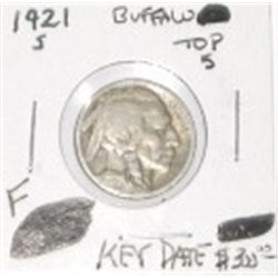 1921-S BUFFALO NICKEL *TOP 5 BUFFALO* RED BOOK VALUE IS $300.00 *EXTREMELY RARE KEY DATE FINE GRADE*
