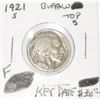 Image 1 : 1921-S BUFFALO NICKEL *TOP 5 BUFFALO* RED BOOK VALUE IS $300.00 *EXTREMELY RARE KEY DATE FINE GRADE*
